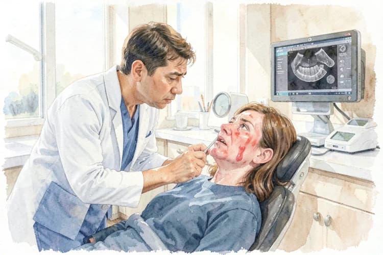 Dentista atendendo um paciente em uma clínica odontológica 24h