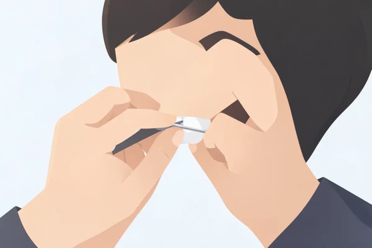 Uma pessoa usando fio dental corretamente, mostrando a técnica adequada para limpar entre os dentes.