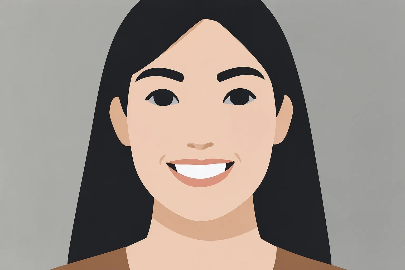 Mulher sorrindo com os lábios entreabertos mostrando os dentes, com foco em um dente específico que parece sensível