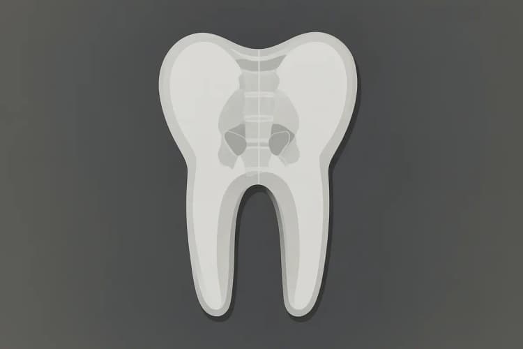 Raio-X mostrando um dente com inflamação na raiz