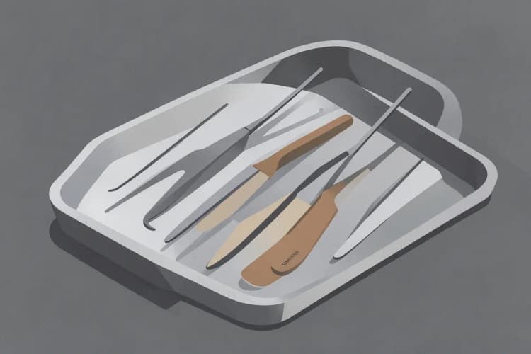 Instrumentos odontológicos organizados em uma bandeja para procedimento de canal.
