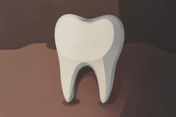 Dente com inchaço visível na gengiva, sugerindo gravidade.