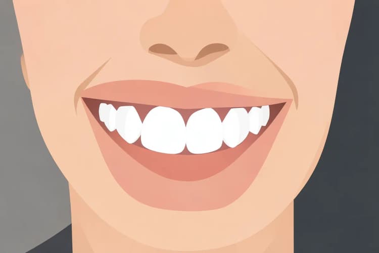 Close-up de um sorriso com dentes brancos e saudáveis, sem sinais de cáries ou problemas.