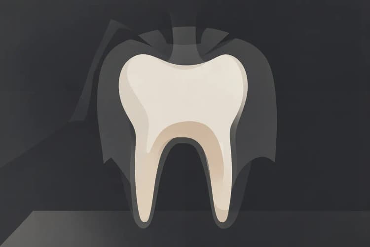 Radiografia de um dente mostrando a necessidade de tratamento de canal.