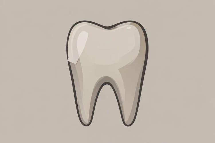 Dente da frente com uma lasca visível, mostrando a estrutura interna exposta
