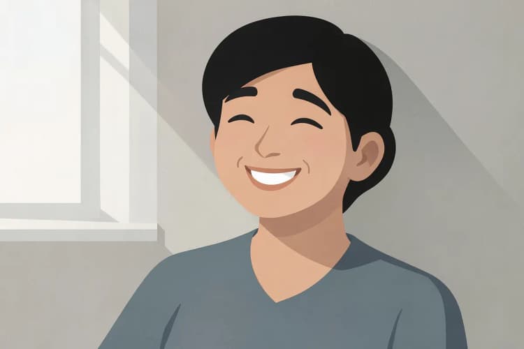 Paciente sorrindo após o tratamento de canal bem-sucedido