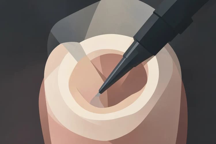 Close-up de um dente com uma broca dental sendo usada
