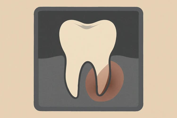 Radiografia de um dente mostrando a necessidade de tratamento de canal