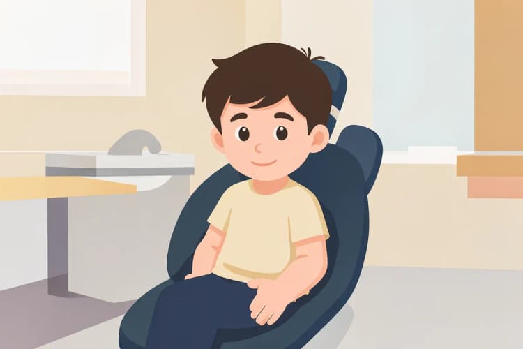 Criança sorrindo no consultório odontológico