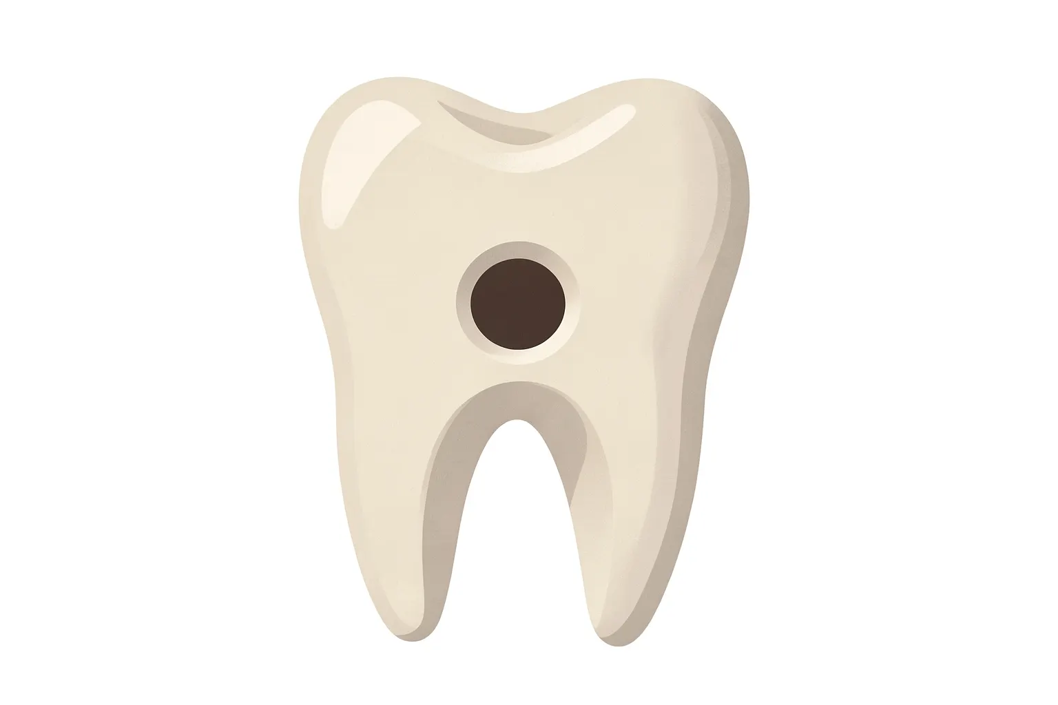 Close-up de um dente com um buraco no centro, simbolizando a necessidade de tratamento de canal