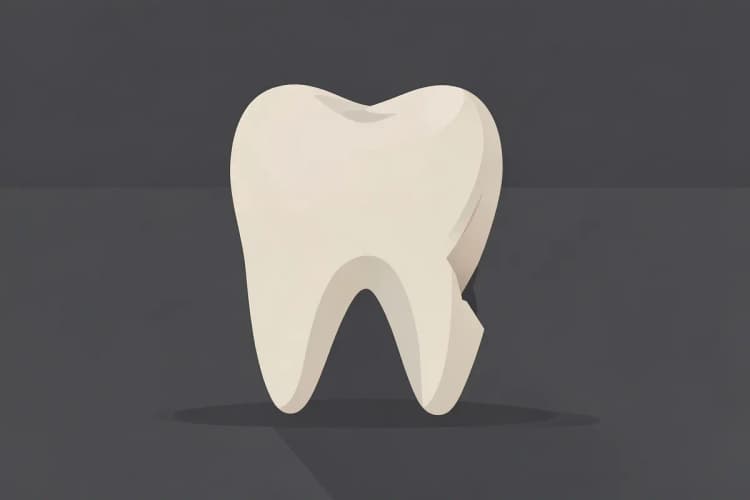 Dente de leite com uma fratura visível, mostrando a parte quebrada.
