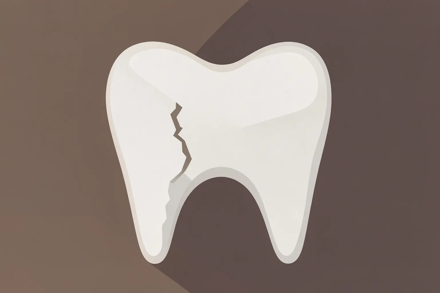 Close-up de um dente lascado com uma pequena fratura visível na borda.