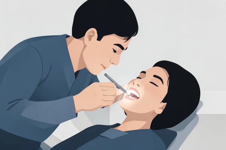 Dentista examinando a boca de um paciente