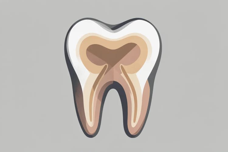Ilustração esquemática de um dente mostrando a câmara pulpar e os canais radiculares.