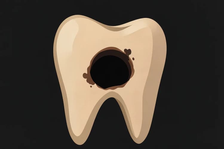Dente com cárie avançada e dor visível