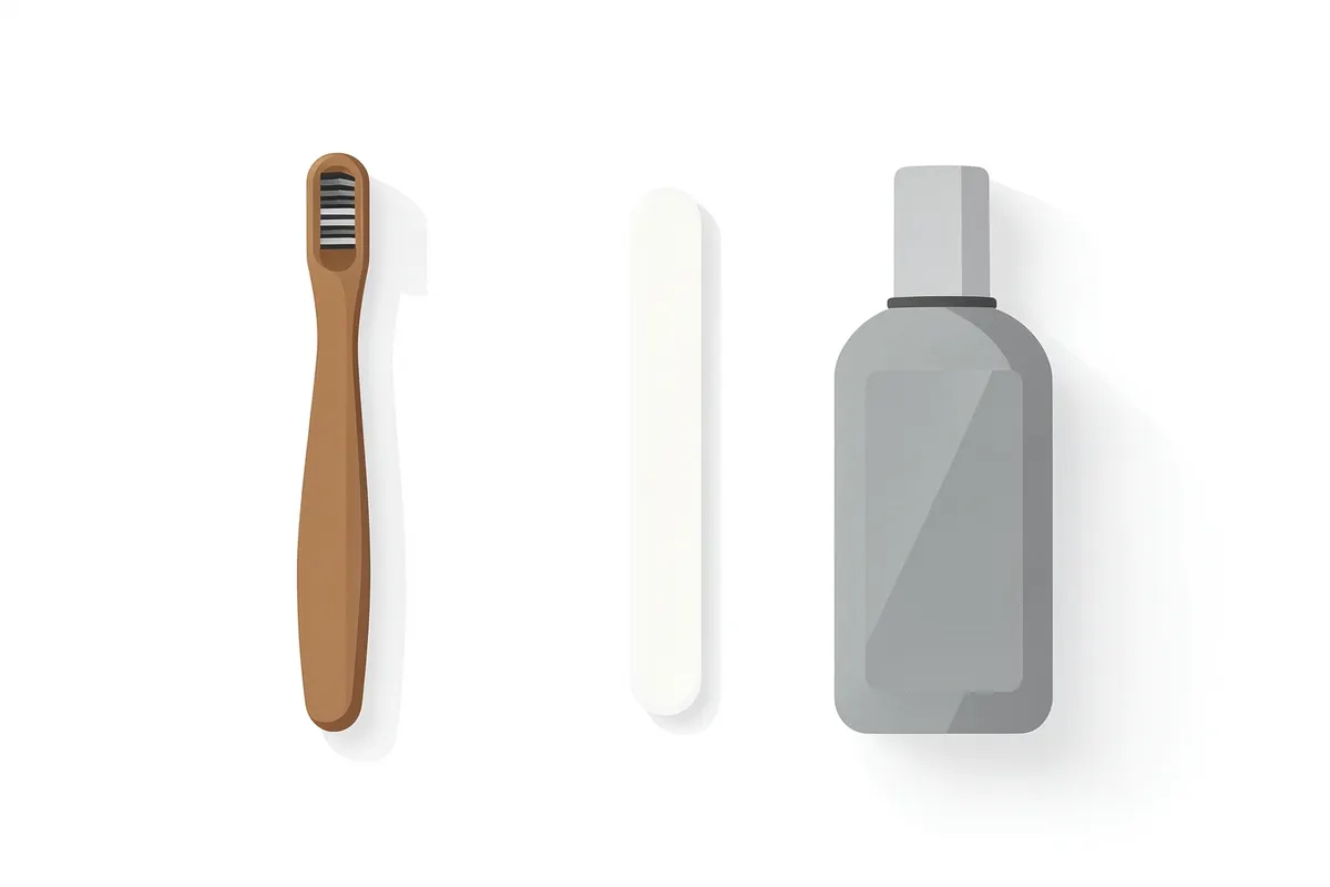 Kit de higiene bucal com escova de dentes, fio dental e enxaguante