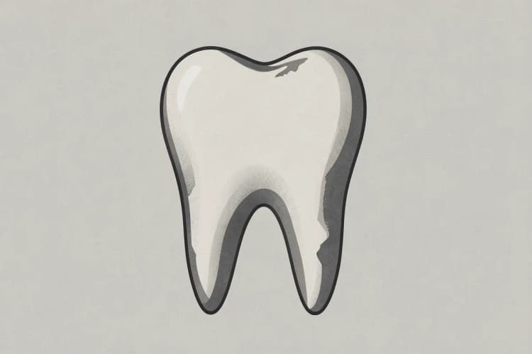 Um dente cariado em decomposição, com uma cavidade visível, representando a necessidade de tratamento de canal.