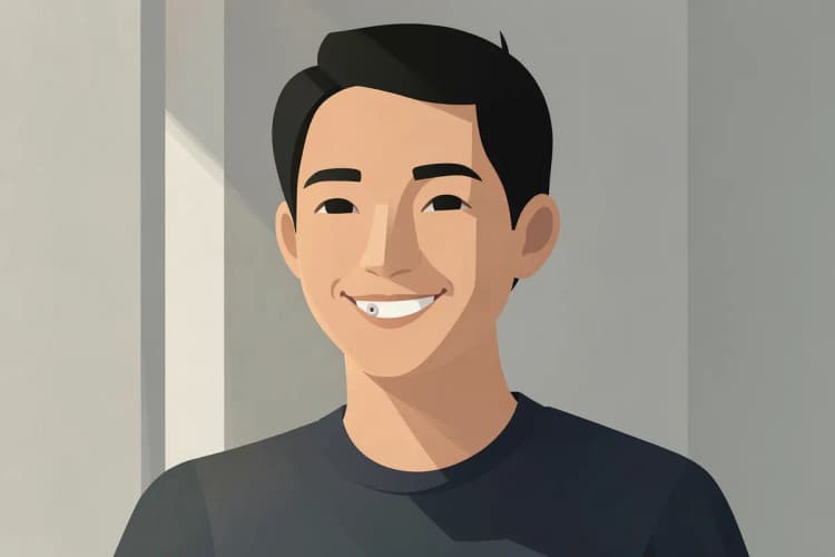 Um paciente sorrindo com um curativo temporário em um dente após o tratamento de canal.