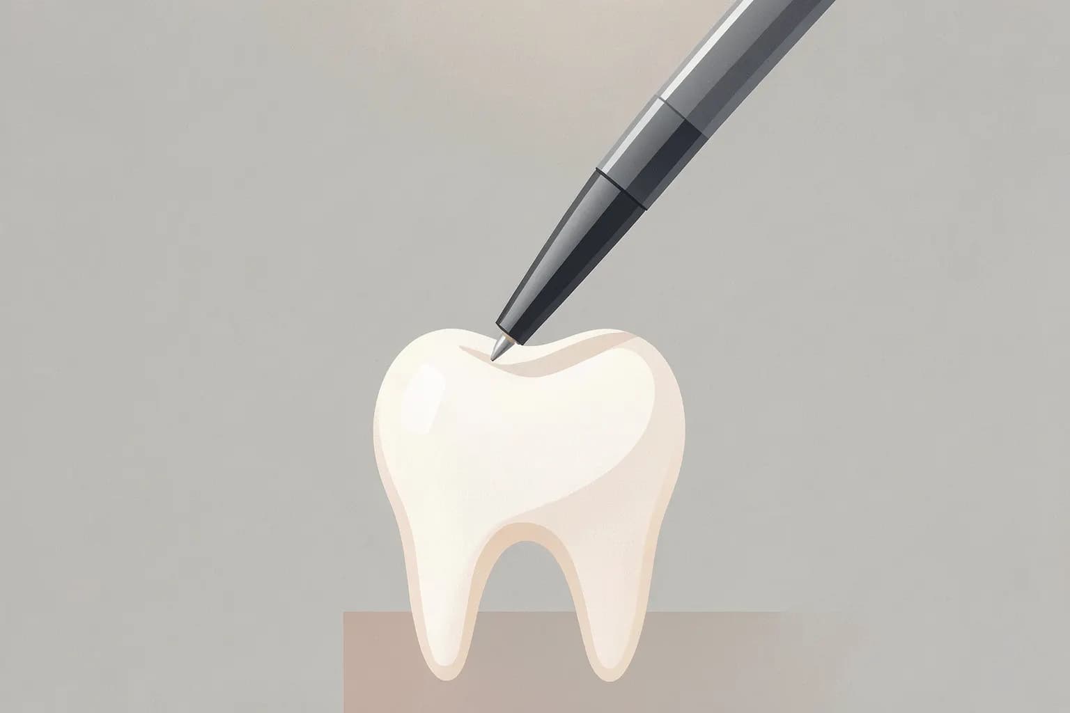 Close-up de um dente com uma broca de dentista se aproximando, simbolizando o tratamento de canal.